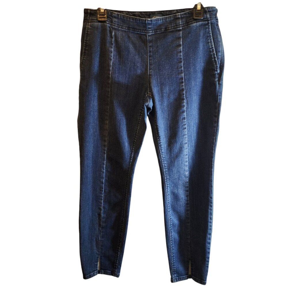 J.JILL DENIM AUTHENTIC FIT FRONT SLIT ANKLE SIZE 4 MEDIUM WASH BLUE SIDE ZIP
